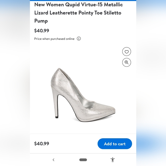 Women Qupid Virtue-15 Metallic Lizard Leatherette Pointy Toe Stiletto Pump - Picture 3 of 3